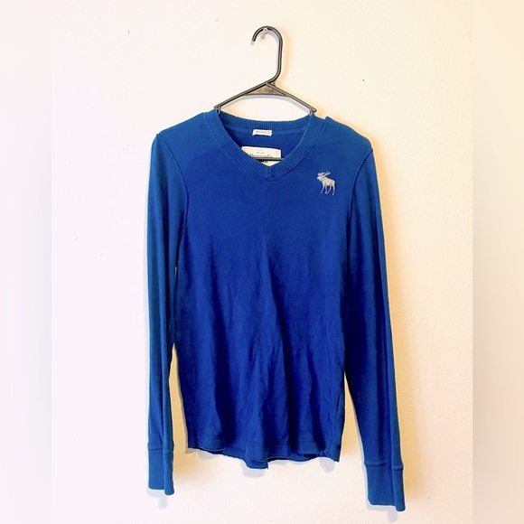 Abercrombie Fitch Shirt Mens S Muscle Fit Long Sleeve Vtg 90s Y2K Moose Blue - Picture 1 of 8